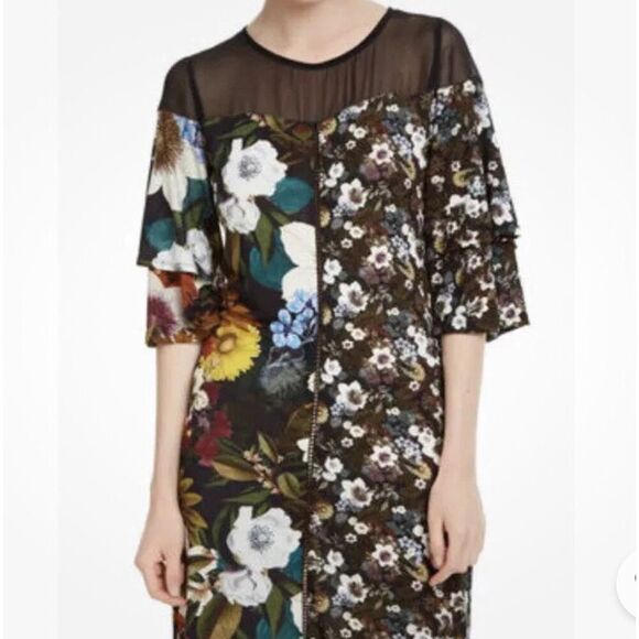 Desigual Morgana Autumn Floral Dress Retail $130 M - Picture 2 of 13